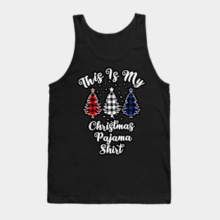 This Is My Christmas Pajama Trees Plaid Red White Blue Tank Top